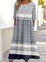 Women's Half Sleeve Summer Striped Dress Crew Neck Daily Going Out Vintage Maxi Shirt Dress A-Line Dress