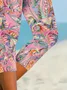 Women Paisley Capris Elastic Waist Pant Casual Summer Trousers