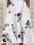 Women Floral Sleeveless Summer Printing Dress Crew Neck Daily Casual Maxi Fit & Flare Dress H-Line Dress