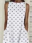 Women Polka Dots Sleeveless Summer Printing Dress Crew Neck Daily Casual Maxi Fit & Flare Dress H-Line Dress