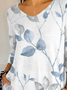 Women Floral Three Quarter Sleeve Tee T-shirt V Neck Printing Casual Spring/Fall Graphic Tee Top