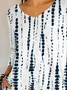 Women Striped Three Quarter Sleeve Tee T-shirt V Neck Printing Casual Spring/Fall Graphic Tee Top