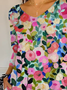 Women Floral Three Quarter Sleeve Tee T-shirt V Neck Printing Casual Spring/Fall Graphic Tee Top
