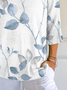 Women Floral Three Quarter Sleeve Tee T-shirt V Neck Printing Casual Spring/Fall Graphic Tee Top