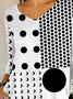 Women Polka Dots Three Quarter Sleeve Tee T-shirt V Neck Printing Casual Spring/Fall Graphic Tee Top