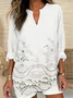 Women Floral Long Sleeve Shirt Spring/Fall V Neck Daily Casual Top