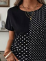 Women Polka Dots Short Sleeve Tee T-shirt Crew Neck Printing Casual Summer Graphic Tee Top