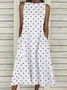 Women Polka Dots Sleeveless Summer Printing Dress Crew Neck Daily Casual Maxi Fit & Flare Dress H-Line Dress
