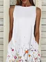 Women Floral Sleeveless Summer Printing Dress Crew Neck Daily Casual Maxi Fit & Flare Dress H-Line Dress