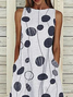 Women Abstract Polka Dots Sleeveless Summer Printing Dress Crew Neck Daily Casual Maxi Fit & Flare Dress H-Line Dress