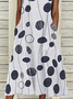 Women Abstract Polka Dots Sleeveless Summer Printing Dress Crew Neck Daily Casual Maxi Fit & Flare Dress H-Line Dress