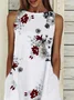Women Floral Sleeveless Summer Printing Dress Crew Neck Daily Casual Maxi Fit & Flare Dress H-Line Dress