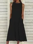 Women Plain Sleeveless Summer Printing Dress Crew Neck Daily Casual Maxi Fit & Flare Dress H-Line Dress