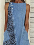 Women Leopard Sleeveless Summer Printing Dress Crew Neck Daily Casual Maxi Fit & Flare Dress H-Line Dress