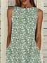Women Floral Sleeveless Summer Printing Dress Crew Neck Daily Casual Maxi Fit & Flare Dress H-Line Dress
