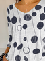 Women Abstract Polka Dots Three Quarter Sleeve Tee T-shirt V Neck Printing Casual Spring/Fall Graphic Tee Top