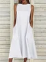 Women Plain Sleeveless Summer Printing Dress Crew Neck Daily Casual Maxi Fit & Flare Dress H-Line Dress