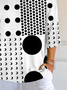 Women Polka Dots Three Quarter Sleeve Tee T-shirt V Neck Printing Casual Spring/Fall Graphic Tee Top