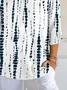 Women Striped Three Quarter Sleeve Tee T-shirt V Neck Printing Casual Spring/Fall Graphic Tee Top