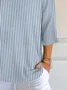 Women Striped Three Quarter Sleeve Tee T-shirt V Neck Printing Casual Spring/Fall Graphic Tee Top