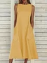 Women Plain Sleeveless Summer Printing Dress Crew Neck Daily Casual Maxi Fit & Flare Dress H-Line Dress