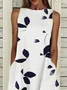 Women Floral Sleeveless Summer Printing Dress Crew Neck Daily Casual Maxi Fit & Flare Dress H-Line Dress