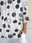 Women Abstract Polka Dots Three Quarter Sleeve Tee T-shirt V Neck Printing Casual Spring/Fall Graphic Tee Top