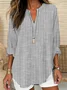 Women Striped Long Sleeve Blouse Spring/Fall Printing V Neck Daily Casual Top