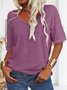Women Floral Short Sleeve Tee T-shirt V Neck Casual Summer Top