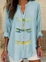 Women Dragonfly Long Sleeve Blouse Spring/Fall Printing V Neck Daily Casual Top