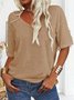 Women Floral Short Sleeve Tee T-shirt V Neck Casual Summer Top