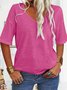 Women Floral Short Sleeve Tee T-shirt V Neck Casual Summer Top