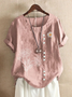 Women Floral Short Sleeve Blouse Summer Crew Neck Daily Casual Top
