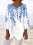 Women Plants Long Sleeve Blouse Spring/Fall V Neck Daily Casual Top