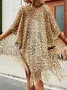 Women Leopard Summer Cover-up Vintage Lightweight Cardigan