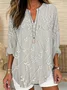 Women Floral Long Sleeve Blouse Spring/Fall Printing V Neck Daily Casual Top