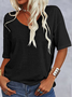 Women Floral Short Sleeve Tee T-shirt V Neck Casual Summer Top
