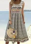 Women Floral Sleeveless Summer Dress Crew Neck Daily Casual Maxi A-Line Dress