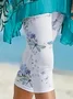 Women Dragonfly Capris Elastic Waist Pants Casual Summer Trousers