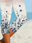 Women Floral Capris Elastic Waist Pants Casual Summer Trousers