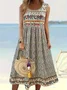 Women Floral Sleeveless Summer Dress Crew Neck Daily Casual Maxi A-Line Dress