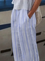 Women Striped Long Pant Casual Spring/Fall Trousers