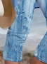 Women Floral Capris Elastic Waist Pant Casual Summer Trousers