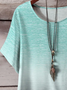 Women Ombre Short Sleeve Tee T-shirt Crew Neck Printing Casual Summer Graphic Tee Top