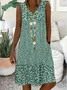Women Floral Sleeveless Summer Dress V Neck Daily Casual Midi A-Line Dress