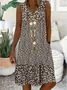 Women Floral Sleeveless Summer Dress V Neck Daily Casual Midi A-Line Dress