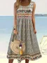 Women Floral Sleeveless Summer Dress Crew Neck Daily Casual Maxi A-Line Dress