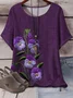 Women Floral Short Sleeve Tee T-shirt Crew Neck Printing Casual Summer Graphic Tee Top