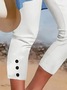 Women Plain Capris Elastic Waist Pant Casual Summer Trousers