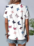 Women Butterfly Short Sleeve Tee T-shirt Crew Neck Printing Casual Summer Graphic Tee Top